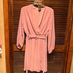 Marina Couture Dusty Rose Faux Wrap dress